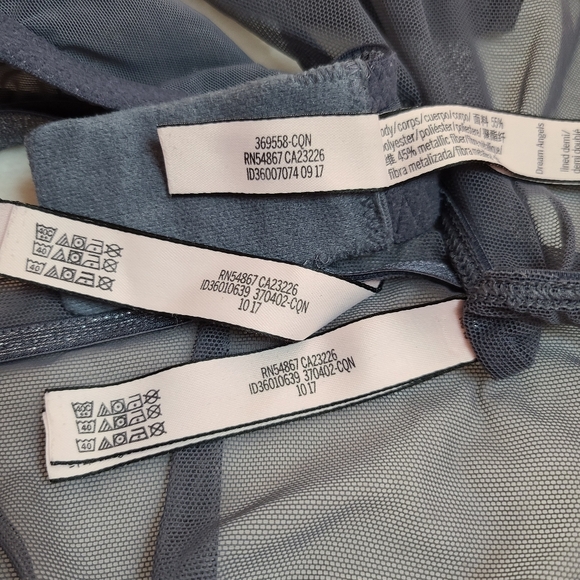 VS Dream Angels 3pc Bra & Panties Set Size 34E/med ☆ Gray Sparkle Lace - Picture 7 of 7